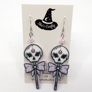 Skull Lollipop Goth Dangle Earrings
